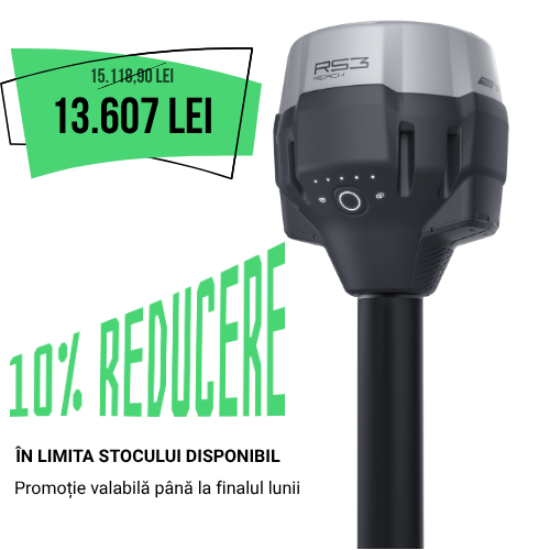 Receptor GNSS Reach RS3 cu IMU pentru compensarea înclinării